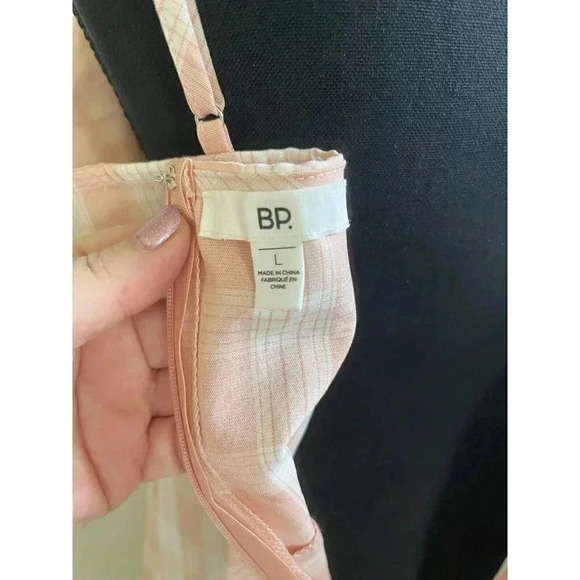 BP WOMENS SIZE L PINK WHITE SLEEVELESS ZIP BACK MIDI SUNDRESS - Picture 6 of 7